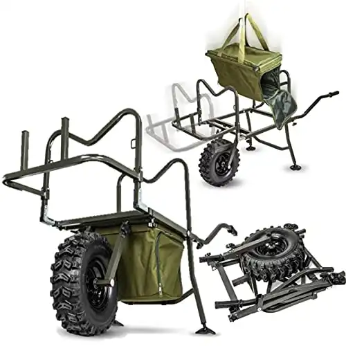 Saber Carp Fishing Wheel Barrow Rugged Terrain Trolley & Bag Luggage Transport